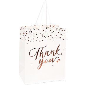 PAICUIKE 20 Pcs Black and Gold Gift Bags with Handles - Medium Size Thank You Bags Bulk for Weddings, Parties & Small Business | Durable Paper Gift Bags for Favors, Shopping & Retail