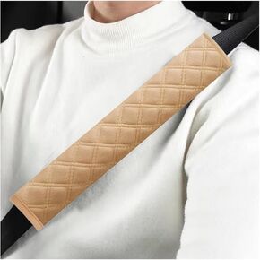 Car Seat Belt Cover, Vehicle Seat Belt Pads Cover for A More Comfortable Driving, Safety Seatbelt Shoulder Strap Covers Protect Your Neck & Shoulder, Car Accessories (Beige, 19.5")
