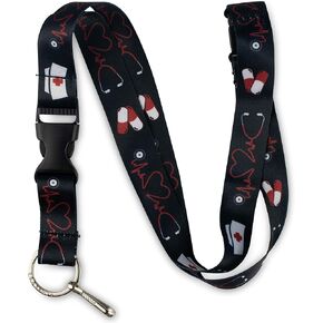 Limeloot Breakaway Nurse Lanyards with Quick Release Buckle and Flat Ring