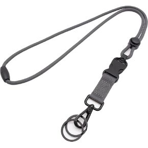 Breakaway Lanyard, Adjustable, for ID Badge Holder, Card, with Detachable Buckle, and 2 Key Rings