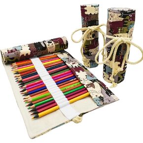 Flowers Colored Pencil Wrap Case Canvas Roll Up Holders Sketch Peony Pencils Organizers for Artist Adult Coloring Travel Storage With 72 Slots(Spring)