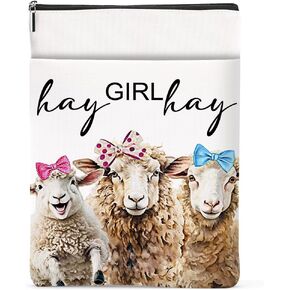 Cute Western Llama Book Lovers Gifts Book Sleeve Llama Gifts Book Pouch Book Protector with Front Pocket Western Llama Stuff for Women Girls Friend Birthday Christmas Book Accessories Book Club Gifts