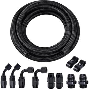 EVIL ENERGY 10AN Fuel Line Kit, 10AN Hose Nylon Braided Fuel Line Hose Fitting Kit With 10PCS Swivel Hose Fitting Adapter CPE 10FT Black
