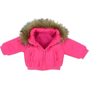 Sophia's 18" Doll Ivory Faux Fur Winter Dress Coat with Large Collar and Rose Bud Sash Closure