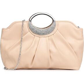 Clutch Purses for Women Elegant Pleated Evening Bag Fashion PU Leather Purse for Prom Cocktail Wedding