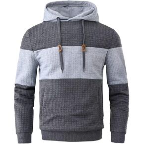 Tyhengta Mens Hoodies with Zipper Pockets Casual Drawstring Hooded Pullover Sweatshirts