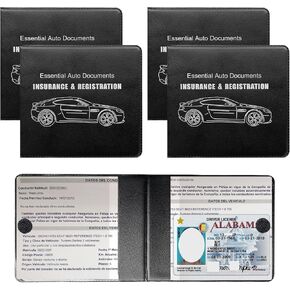 4 PCS Car Registration Insurance Holder, Auto Card and Document Wallet with Magic Tape Closure, Driver License Keeper for Cars, Trucks, SUVs, Universal Car Accessories (Big Car, Red)