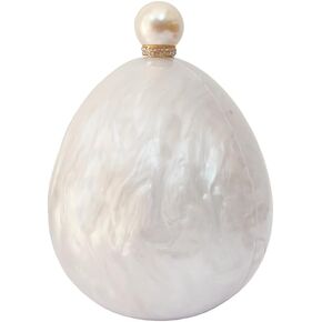 Women Trendy Acrylic Evening Clutch Glitter Marble Purse Banquet Party Prom Handbag with Pearl Chain