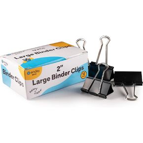 مشابك ربط كبيرة، بعرض 2 بوصة، سعة 1 بوصة، مشابك ربط سوداء كبيرة، مشابك ورقية كبيرة للوازم المكتب والمنزل، (عبوة من 12 قطعة) - من إنداي in Kuwait