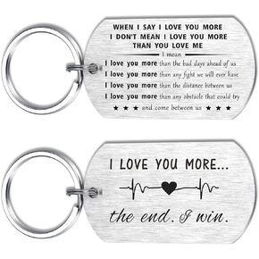ENGZHI Love Keychain Love Gifts for Him Her, I Love You More the End I Win Keychain, Valentine Anniversary Birthday Present