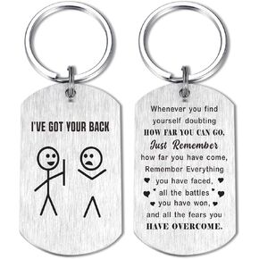 Emideary I've Got Your Back Gifts for Women Men Teen Girls - Stick Figures Keychain for BFF Besties Companion Brother Best Friend Sister Birthday