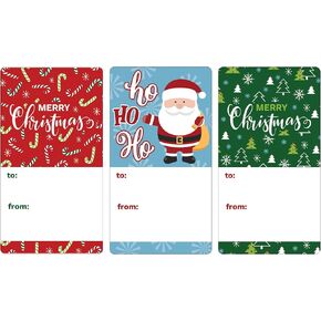 Fun Santa Gift Tags for Kids, Peel and Stick Christmas Gift Tags with Candy Canes, Self-Adhesive Gift Wrap Tags - 75 Labels