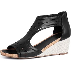 Tarkwa Platform Espadrille Wedge Sandals for Women Slip On Slides Comfortable Big Buckle Sandals Open Toe Beach Dress Sandal