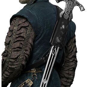 Medieval Faux Leather Back Sword Shoulder Frog,Adjustable Sword Holster,Thickened Vintage Middle Ages Back Sword Sheath Holder,Renaissance Pirate Viking Warrior Cosplay Costume Accessory