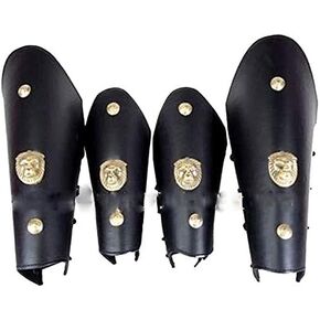 Medieval Halloween Roman Leather Greek Armor Leg and Arm Guard Black