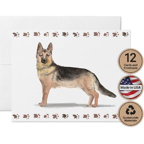 Twigs Paper - Boxer Dog Note Cards - Set of 12 Blank Cards (5.5 x 4.25 Inch) with 12 Envelopes - 100% EcoFriendly Stationery - Made In USA in Saudi Arabia