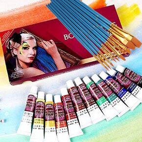 Professional Face Body Paint Oil with Brush, Hypoallergenic Non-Toxic Oil Halloween Birthday Party Makeup, Body Painting for Adults and Kid, Halloween Makeup Paint Supplies