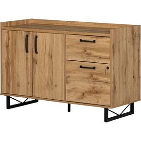 South Shore Finneas 2-Drawer Credenza with Doors, Nordik Oak