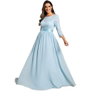Ever-Pretty Women's Bridesmaid Dresses 3/4 Sleeve Empire Waist Maxi Mother of The Bride Dresses 07412