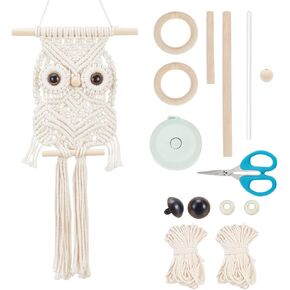 BEUNITONE Leisure Arts Macrame Kit for Beginners Owl Macrame Kit DIY Macrame Kit with Instructions Video Macrame Wall Hanging Supplies Dream Catcher Kit for Room Wall Decoration Easy to Install