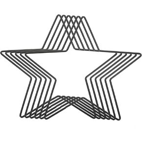 PATIKIL 7.9" Length Star Dream Catcher Rings, 6 Pcs Metal Macrame Wreath Floral Ring Hoop for Home DIY Craft Wedding Wall Hanging Decoration, Black