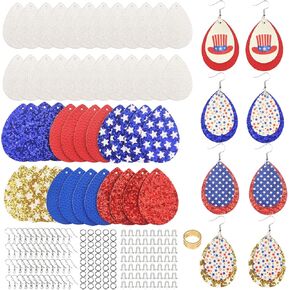 SHUANGART 194 Pcs Sublimation Blank Sparkly Glitter Faux Leather Earrings Kit, Blank Vivid Shiny Solid Pattern Earrings with Sublimation Paper for Halloween Christmas DIY Jewelry Making