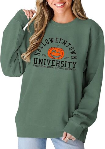 Women's Halloweentown Sweatshirt Halloween Town University Crewneck Top Spooky Season Oversized Pullover Clothes in Saudi Arabia