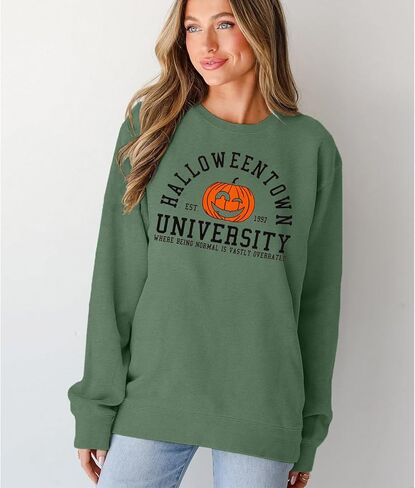 Women's Halloweentown Sweatshirt Halloween Town University Crewneck Top Spooky Season Oversized Pullover Clothes in Saudi Arabia
