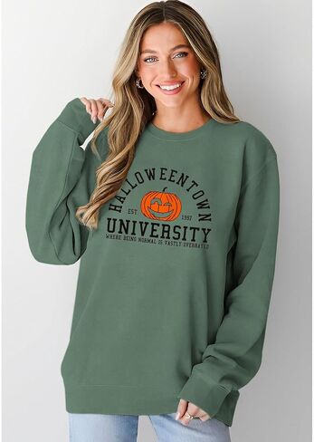 Women's Halloweentown Sweatshirt Halloween Town University Crewneck Top Spooky Season Oversized Pullover Clothes in Saudi Arabia