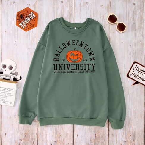 Women's Halloweentown Sweatshirt Halloween Town University Crewneck Top Spooky Season Oversized Pullover Clothes in Saudi Arabia
