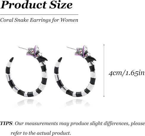 Snake Earrings for Women Halloween Snake Hoop Earrings Black Snake Jewelry Gothic Sandworm Earrings Costume Halloween Cosplay Decor Accessories in Kuwait