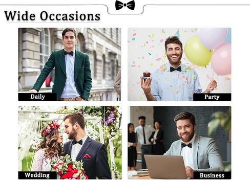 Mens Bow Tie, Solid Color Bowties Adjustable Pre Tied Tuxedo Bow Ties for Wedding Graduation Business Party Gifts in Kuwait