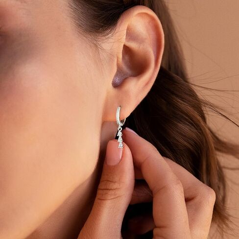 Gold/Silver Earrings for Women,Dainty 14k Gold/Silver Plated Small Hoop Earrings for Women CZ Diamond Dangle Drop Earrings Trendy Lightweight Huggie Hoop Earrings Jewelry Set in Kuwait