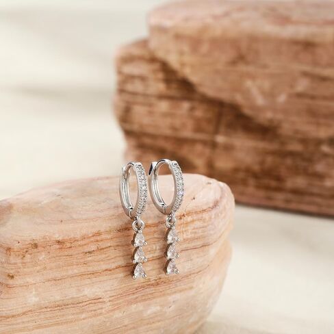 Gold/Silver Earrings for Women,Dainty 14k Gold/Silver Plated Small Hoop Earrings for Women CZ Diamond Dangle Drop Earrings Trendy Lightweight Huggie Hoop Earrings Jewelry Set in Kuwait