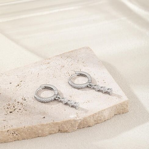 Gold/Silver Earrings for Women,Dainty 14k Gold/Silver Plated Small Hoop Earrings for Women CZ Diamond Dangle Drop Earrings Trendy Lightweight Huggie Hoop Earrings Jewelry Set in Kuwait