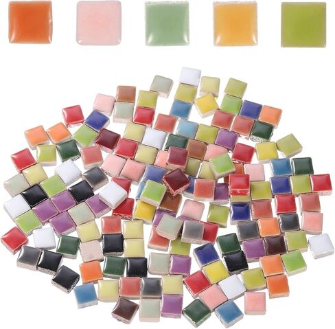 uxcell 205pcs Ceramic Mosaic Tiles, Bulk Stained Ceramic Mosaic Tiles Square Mosaic Kits for DIY Art Crafts, Handmade Art Craft Projects for Home Decor(200g, Mixed Pink) in Saudi Arabia