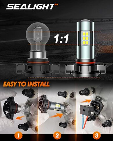 SEALIGHT 9006/HB4 LED Fog Light Bulbs, 360° Illumination 9006 HB4 Fog Lights LED for Car, 6000K Xenon White, 5MINS Plug-and-Play, Pack of 2 in Saudi Arabia