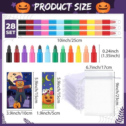 Blosssound 112 Pcs Halloween Coloring Book Bulk for Kids Include 28 Halloween Party Favors Books with 28 Crayons with 28 Bookmarks 28 Goody Bag Suitable for Classroom Activity Supply in Saudi Arabia