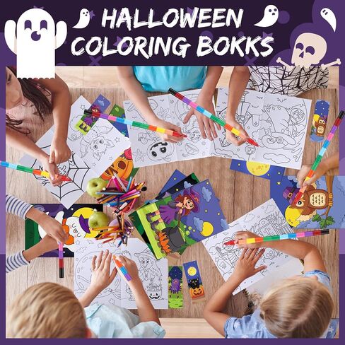 Blosssound 112 Pcs Halloween Coloring Book Bulk for Kids Include 28 Halloween Party Favors Books with 28 Crayons with 28 Bookmarks 28 Goody Bag Suitable for Classroom Activity Supply in Saudi Arabia