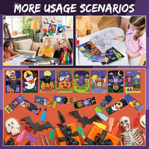 Blosssound 112 Pcs Halloween Coloring Book Bulk for Kids Include 28 Halloween Party Favors Books with 28 Crayons with 28 Bookmarks 28 Goody Bag Suitable for Classroom Activity Supply in Saudi Arabia