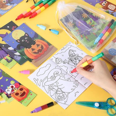 Blosssound 112 Pcs Halloween Coloring Book Bulk for Kids Include 28 Halloween Party Favors Books with 28 Crayons with 28 Bookmarks 28 Goody Bag Suitable for Classroom Activity Supply in Saudi Arabia