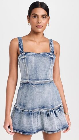 Amanda Uprichard Women's Piper Romper in Denim in Saudi Arabia