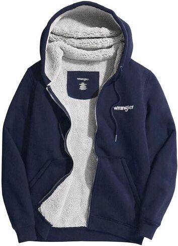 Wrangler Hoodies for Men Big and Tall - Sherpa Lined Zip Up Pullover Sweatshirt in Saudi Arabia