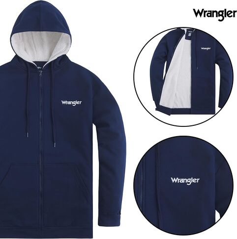 Wrangler Hoodies for Men Big and Tall - Sherpa Lined Zip Up Pullover Sweatshirt in Saudi Arabia