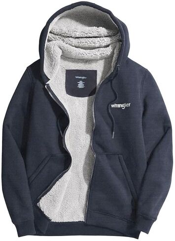 Wrangler Hoodies for Men Big and Tall - Sherpa Lined Zip Up Pullover Sweatshirt in Saudi Arabia