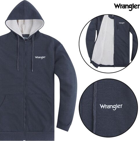 Wrangler Hoodies for Men Big and Tall - Sherpa Lined Zip Up Pullover Sweatshirt in Saudi Arabia