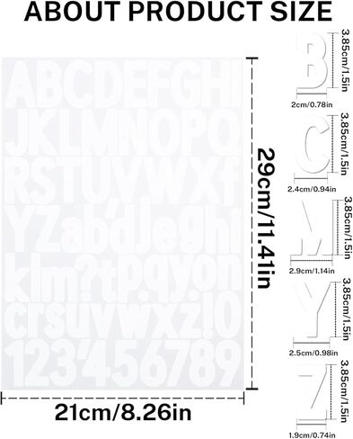 ملصقات حروف مقاس 1.5 بوصة، 544 قطعة من ملصقات رموز الأرقام الأبجدية لسكرابوكينغ، لافتة، زجاجة مياه، ملصقات حروف من الفينيل ذاتية اللصق للفنون والحرف اليدوية - 8 أوراق، أسود in Kuwait
