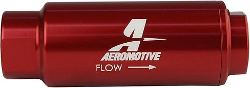 Aeromotive 12316 Filter, In-Line, 100-Micron Stainless Mesh Element, 3/8" NPT Port, Bright-Dip Red, SS Series, 1-1/4" OD in Saudi Arabia