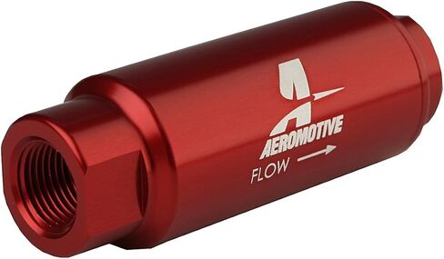 Aeromotive 12316 Filter, In-Line, 100-Micron Stainless Mesh Element, 3/8" NPT Port, Bright-Dip Red, SS Series, 1-1/4" OD in Saudi Arabia