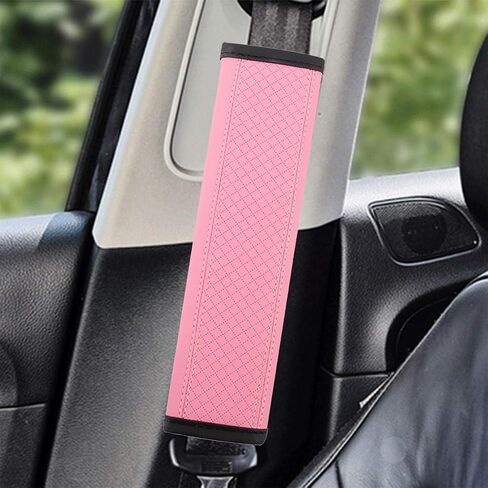 2PCS Car Seat Belt Cover,Seat Belt Pads Leather Seat Belt Covers,Safety Seatbelt Shoulder Strap Covers,Universal Safety Strap Cover for Auto SUV Truck Airplane Backpack (Pink) in Kuwait